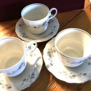 Bundle 3 SETS  flat  Cup & Saucer  Blue Garland by Johann Haviland Bavaria Germ…